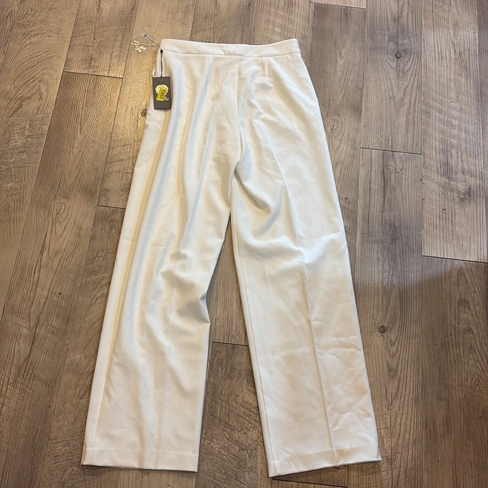 Vince Camuto Cream Pintucked Wideleg Trousers
